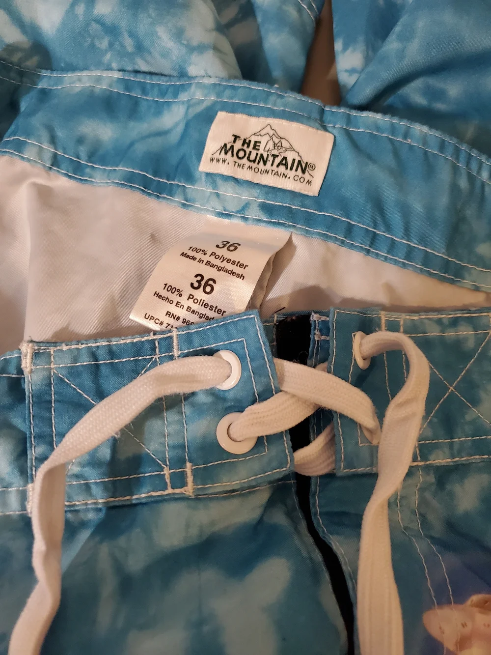 Mens Blue Tie-Dye Alien Graphic Swim Shorts Board Shorts Mens Sz 36 - Picture 6 of 6
